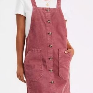 American Eagle Pink Corduroy Button-Down Jumper Size XS (17"-pit to pit & 34" L)